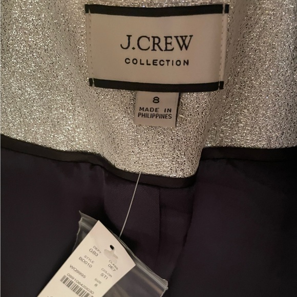 NWT J Crew Collection Willa tuxedo blazer in metallic silver lamé - Picture 6 of 9